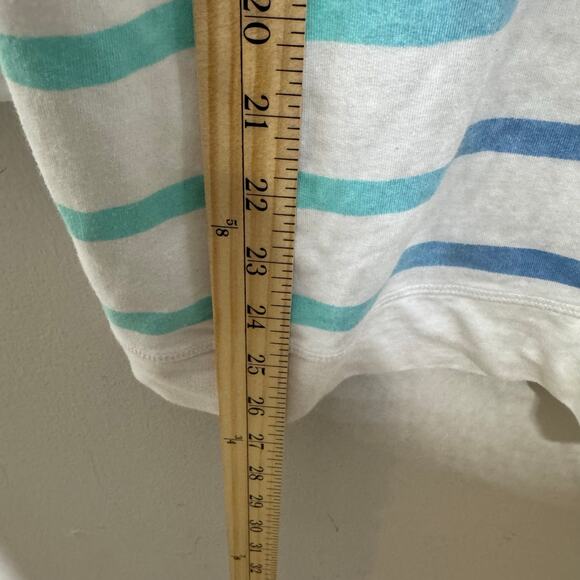 T by Talbots Striped Quarter Zip Pullover Sweatshirt XL Blue Green White Casual - Picture 8 of 10